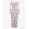 House Of Cb Womens Vintage Cream Artemis Corseted Lace Maxi Dress