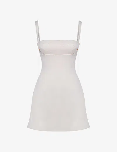 House Of Cb Kara Stretch-woven Mini Slip Dress In Vintage Cream