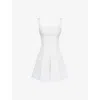 House Of Cb Womens Vintage Ivory Amelie Square-neck Stretch-crepe Mini Dress In White