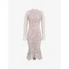 House Of Cb Sophia Long Sleeve Lace Midi Dress In Vintage Ivory