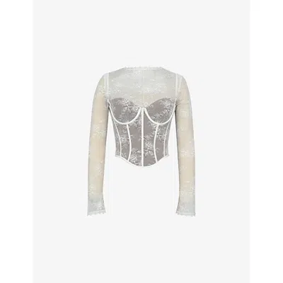 House Of Cb Womens Vintage Ivory Zoe Long-sleeved Lace Corset To In Multi