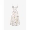 House Of Cb Womens Vintage Rose Taupe Steffani Floral-print Stretch-cotton Midi Dress In Brown