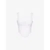 House Of Cb Womens White Adina Scalloped-trim Stretch-cotton Corset To In White
