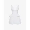 House Of Cb Womens White Amalia Corset-bodice Stretch-cotton Mini Dress In Animal Print