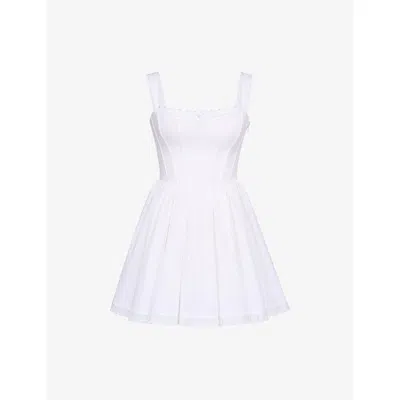 House Of Cb Womens White Ami Corset-bodice Stretch-cotton Mini Dress