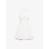 House Of Cb Womens Harriet Halter Cotton-blend Mini Dress White Broderie