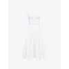 House Of Cb Womens White Broderie Milia Broderie-anglaise Stretch Cotton-blend Midi Dress In White