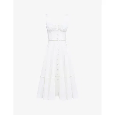 HOUSE OF CB WOMENS HOUSE OF CB CHIARINA RUCHED STRETCH-COTTON MIDI DRESS