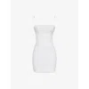 House Of Cb Womens White Ella Gathered Stretch-mesh Mini Dress