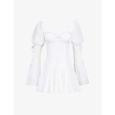 House Of Cb Of Cb Womens Ellerie Corset-bodice Stretch-cotton Mini Dress White