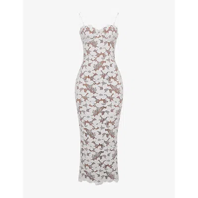 House Of Cb Womens Floral-lace Woven Maxi Dress White Floral