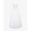 House Of Cb Womens White Floral Nathalie Bodice Lace And Tulle Bridal Gown In White