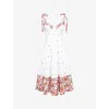 House Of Cb Womens White Floral Print Emely Floral-print Cotton Midi Dress Xs In White