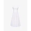 House Of Cb Womens White Georgie Floral-print Stretch-cotton Midi Dress
