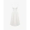 House Of Cb Womens White Hattie Pintucked Stretch Cotton-blend Midi Dress In White