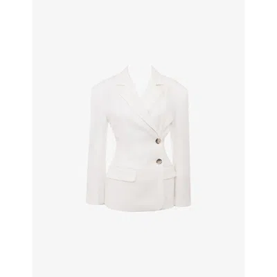 HOUSE OF CB WOMENS WHITE HUDSON HOURGLASS STRETCH-WOVEN BLAZER XS