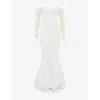 House Of Cb Womens White Isabelle Floral-lace Bridal Gown Xs In White