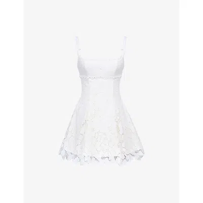 House Of Cb Womens White Isla Floral-pattern Woven Mini Dress