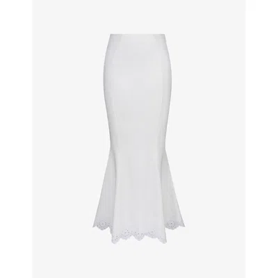 House Of Cb Womens White Isorella Broderie-anglaise Cotton Maxi Skirt