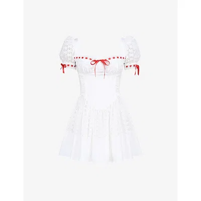 House Of Cb Of Cb Womens Jana Broderie-anglaise Cotton Mini Dress White