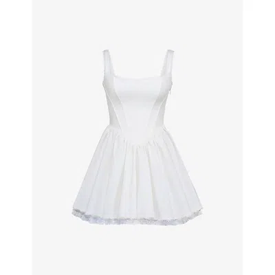 House Of Cb Womens White Letitia Corseted Stretch-cotton Mini Dress
