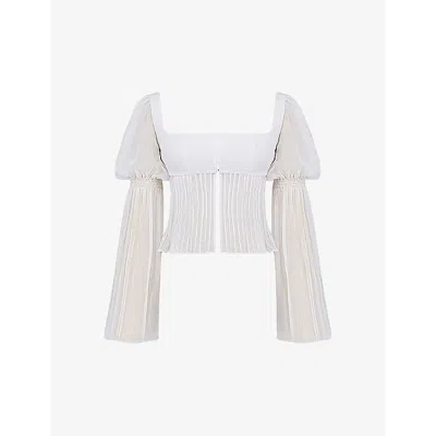 House Of Cb Lucie Chiffon Bustier Top In White