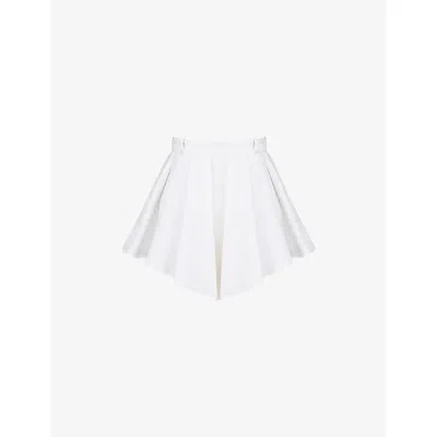 House Of Cb Lumi Pima Stretch Cotton Twill Flare Shorts In White