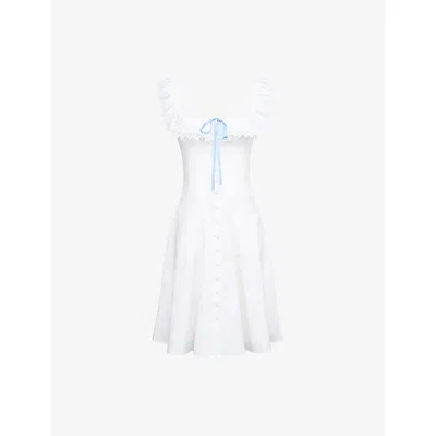House Of Cb Womens White Mathilde Broderie-anglaise Stretch-cotton Midi Dress