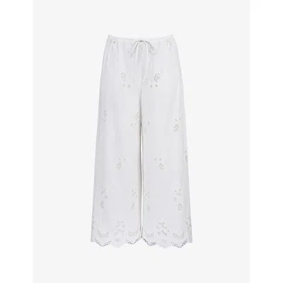 House Of Cb Womens White Mirea Wide-leg Cotton Trousers
