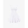 House Of Cb Womens Natassia Flared-skirt Cotton-blend Mini Dress White