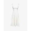 House Of Cb Womens White Raisa Square-neck Twill Woven Midi Dress In White