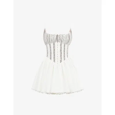 House Of Cb Womens Rosaria Corset Stretch-cotton Mini Dress White