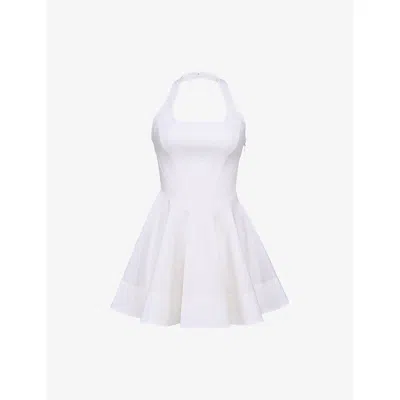 House Of Cb Womens White Sasha Halterneck Stretch-cotton Mini Dress