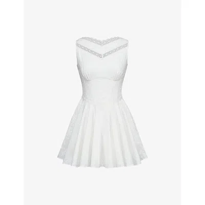 House Of Cb Scarlett Floral Embroidery Cotton Cocktail Minidress In White