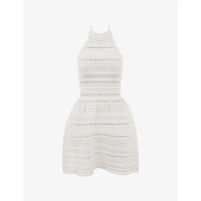 House Of Cb Of Cb Womens Serafina High-neck Knitted Mini Dress White