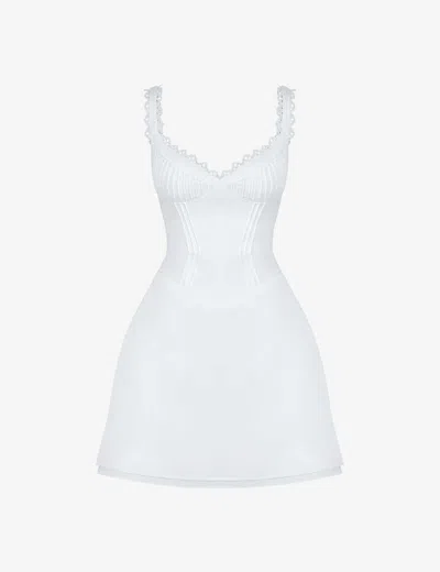House Of Cb Womens White Tilly Pin-tuck Woven Mini Dress