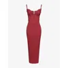 House Of Cb Womens Romy Mesh Bodycon Stretch-woven Maxi Dress Wine