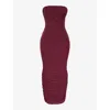 House Of Cb Sapphire Gathered Stretch-woven Maxi Dress In Wine