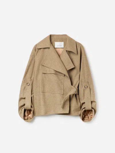 House Of Dagmar Aviator Wool Jacket In Brown