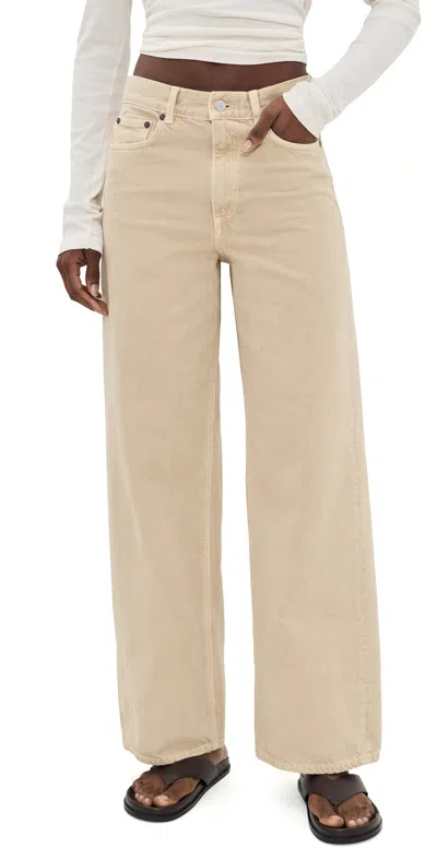 House Of Dagmar Baggy Fit Jeans Beige In White