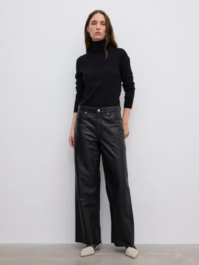 House Of Dagmar Baggy Leather 5 Pkt In Black
