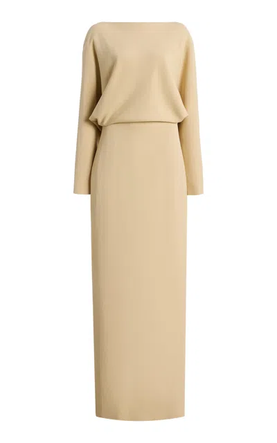 House Of Dagmar Billow Wool-blend Maxi Dress In Brown