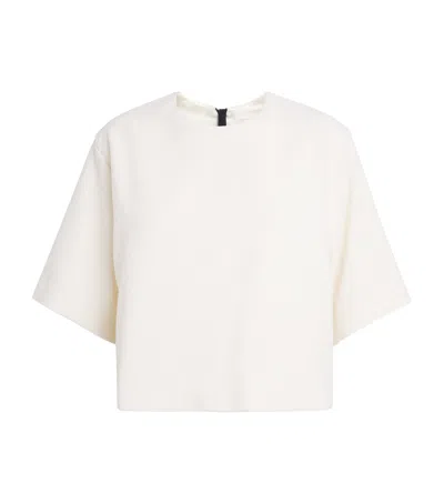 House Of Dagmar Bouclé Zip-up T-shirt In Cream White