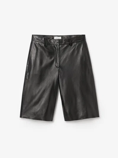 House Of Dagmar Boxy Leather Shorts In Black