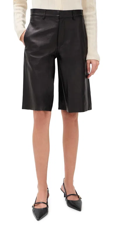 House Of Dagmar Boxy Leather Shorts Black