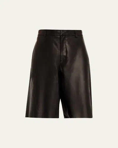 House Of Dagmar Boxy Leather Shorts In Black