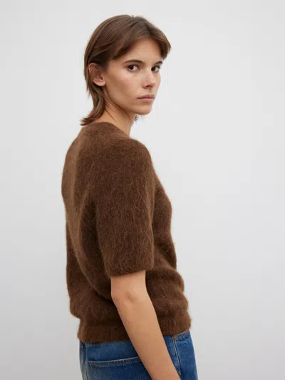 House Of Dagmar Brushed Alpaca Top In Tobacco Brown