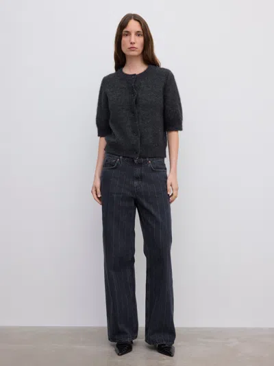 House Of Dagmar Brushed Cardigan Top In Black
