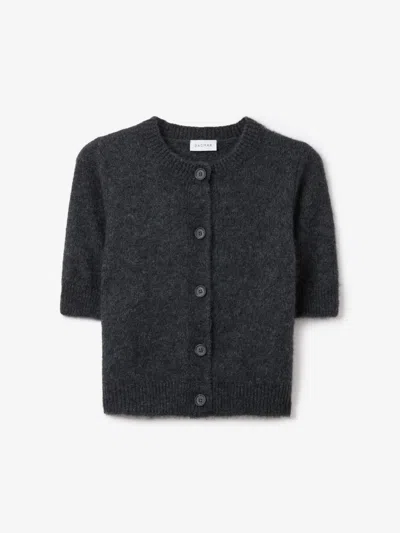 House Of Dagmar Brushed Cardigan Top Dark Grey Melange L In Black