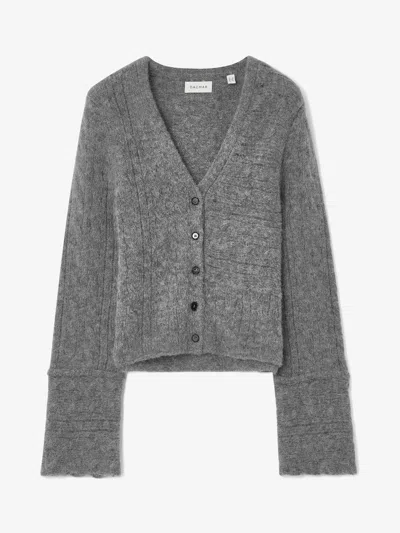 House Of Dagmar Cable Knit Cardigan In Dark Grey